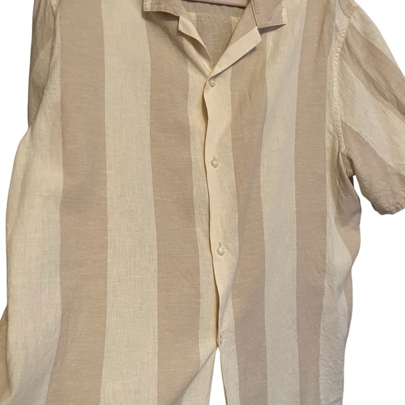 GAP Striped Linen Shirt With Cuban Collar-Size XL - Picture 5 of 13
